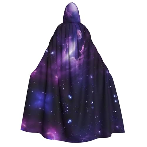 DZBDWZXH (Galaxy Starry Space Purple Starry) Bedruckter Kapuzenumhang für Erwachsene, Unisex, dicker Hexenumhang, Kapuzenumhang für Halloween-Partys, Weihnachtskostüm von DZBDWZXH