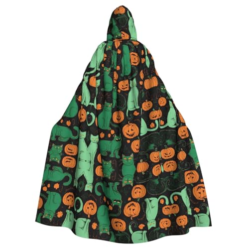 DZBDWZXH (Grüner Geist Horror Halloween Kürbis) Bedruckter Kapuzenumhang für Erwachsene Unisex Hexenumhang Kapuzenumhang für Halloween-Partys Weihnachtskostüm von DZBDWZXH