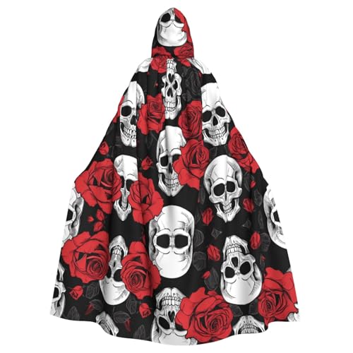 DZBDWZXH (Halloween Totenkopf) bedruckter Kapuzenumhang für Erwachsene, Unisex, Hexenumhang mit Kapuze für Halloween-Partys, Weihnachtskostüm von DZBDWZXH