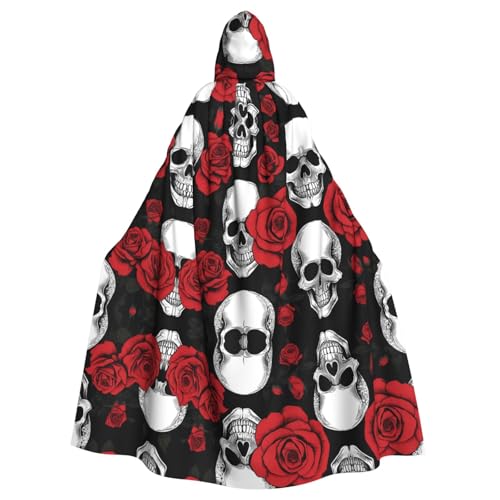 DZBDWZXH (Halloween Totenkopf) bedruckter Kapuzenumhang für Erwachsene, Unisex, Hexenumhang mit Kapuze für Halloween-Partys, Weihnachtskostüm von DZBDWZXH