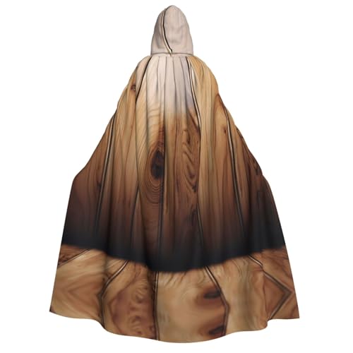 DZBDWZXH (Holzmaserung) bedruckter Kapuzenumhang für Erwachsene, Unisex, dicker Hexenumhang, Kapuzenumhang für Halloween-Partys, Weihnachtskostüm von DZBDWZXH