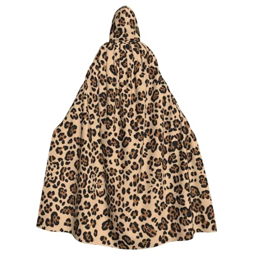 DZBDWZXH (Leopardenmuster) bedruckter Kapuzenumhang für Erwachsene, Unisex, Hexenumhang mit Kapuze für Halloween-Partys, Weihnachtskostüm von DZBDWZXH