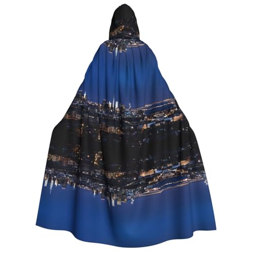 DZBDWZXH (Los Angeles Skyline) Bedruckter Kapuzenumhang für Erwachsene, Unisex, dicker Hexenumhang, Kapuzenumhang für Halloween-Partys, Weihnachtskostüm von DZBDWZXH