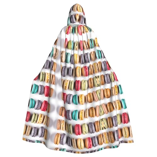 DZBDWZXH (Macaron Biscuit Flavored Pastries) Bedruckter Kapuzenumhang für Erwachsene, Unisex, Hexenumhang mit Kapuze für Halloween-Partys, Weihnachtskostüm von DZBDWZXH