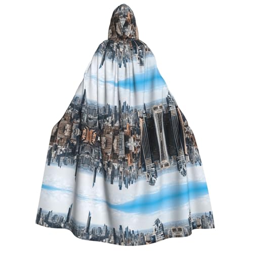 DZBDWZXH (New York Fashion City) Bedruckter Kapuzenumhang für Erwachsene, Unisex, dicker Hexenumhang, Kapuzenumhang für Halloween-Partys, Weihnachtskostüm von DZBDWZXH
