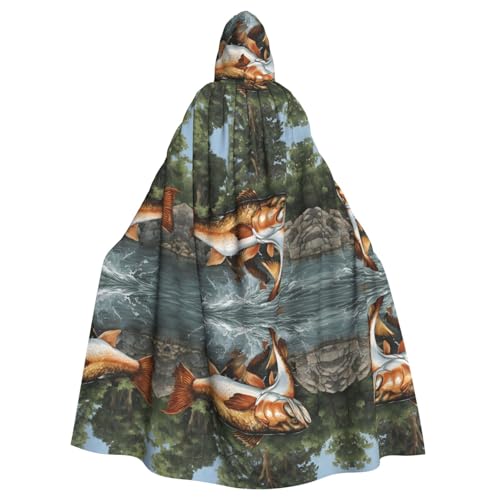 DZBDWZXH (Safflower Flying Fish) Bedruckter Kapuzenumhang für Erwachsene, Unisex, Hexenumhang mit Kapuze für Halloween-Partys, Weihnachtskostüm von DZBDWZXH