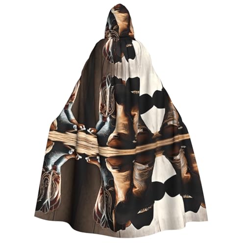 DZBDWZXH Bedruckter Kapuzenumhang mit Cowboy-Hut für Erwachsene, Unisex, dicker Hexenumhang mit Kapuze, Umhang für Halloween-Partys, Weihnachtskostüm DZBDWZXH Bedruckter Kapuzenumhang mit Cowboy-Hut für Erwachsene, Unisex, dicker Hexenumhang mit Kapuze, Umhang für Halloween-Partys, Weihnachtskostüm von DZBDWZXH