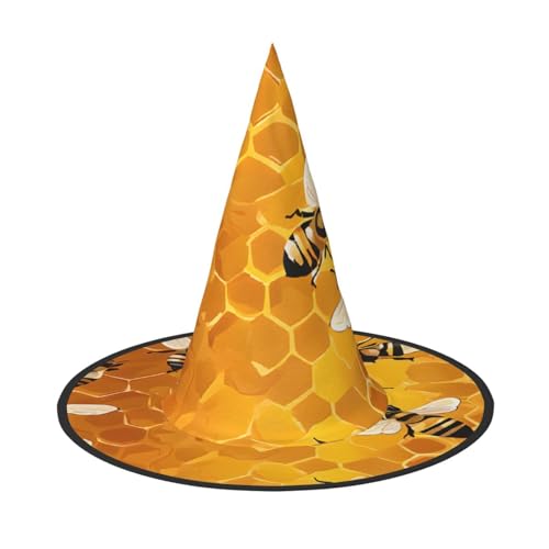 DZBDWZXH Bienen-auf-Kamm-Druck, Halloween-Hexenhut für Damen, Cosplay, Kostüm, Halloween, Party-Dekoration, 1 Stück DZBDWZXH Bienen-auf-Kamm-Druck, Halloween-Hexenhut für Damen, Cosplay, Kostüm, Halloween, Party-Dekoration, 1 Stück von DZBDWZXH