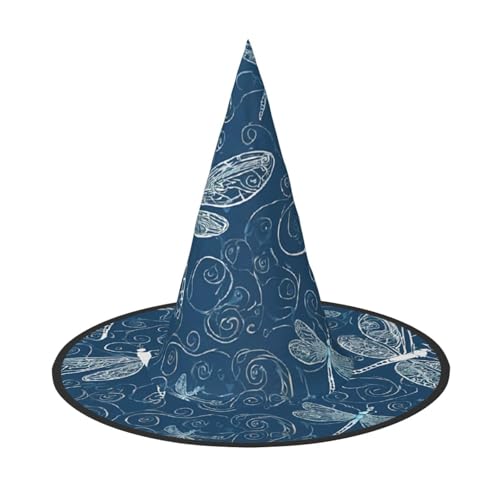DZBDWZXH Blauer Libellen-Druck, Halloween-Hexenhut für Damen, Cosplay, Kostüm, Verkleidung, Halloween, Party-Dekoration, 1 Stück DZBDWZXH Blauer Libellen-Druck, Halloween-Hexenhut für Damen, Cosplay, Kostüm, Verkleidung, Halloween, Party-Dekoration, 1 Stück von DZBDWZXH