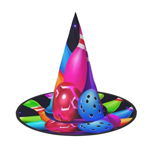 DZBDWZXH Bowlingkugel-Druck, Halloween-Hexenhut für Damen, Cosplay, Kostüm, Halloween, Party-Dekoration, 1 Stück von DZBDWZXH