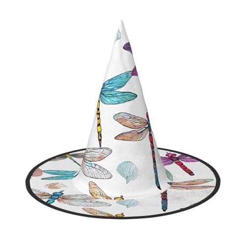DZBDWZXH Bunter Libellen-Druck, Halloween-Hexenhut für Damen, Cosplay, Kostüm, Halloween, Party-Dekoration, 1 Stück DZBDWZXH Bunter Libellen-Druck, Halloween-Hexenhut für Damen, Cosplay, Kostüm, Halloween, Party-Dekoration, 1 Stück von DZBDWZXH