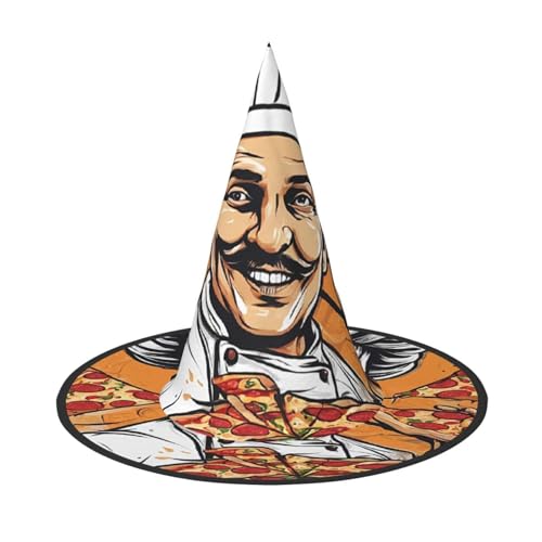 DZBDWZXH Chef-Pizza-Druck, Halloween-Hexenhut für Damen, Cosplay, Kostüm, Verkleidung, Halloween, Party-Dekoration, 1 Stück DZBDWZXH Chef-Pizza-Druck, Halloween-Hexenhut für Damen, Cosplay, Kostüm, Verkleidung, Halloween, Party-Dekoration, 1 Stück von DZBDWZXH