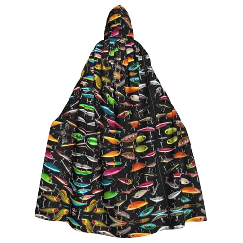DZBDWZXH Fischköder), bedruckter Kapuzenumhang für Erwachsene, Unisex, Hexenumhang mit Kapuze, Umhang für Halloween-Partys, Weihnachtskostüm von DZBDWZXH