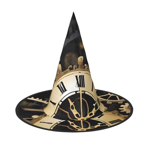 DZBDWZXH Gears Clock Bronze, Jahrhundertdruck, Halloween-Hexenhut für Damen, Cosplay, Kostüm, Verkleidung, Halloween, Party-Dekoration, 1 Stück DZBDWZXH Gears Clock Bronze, Jahrhundertdruck, Halloween-Hexenhut für Damen, Cosplay, Kostüm, Verkleidung, Halloween, Party-Dekoration, 1 Stück von DZBDWZXH