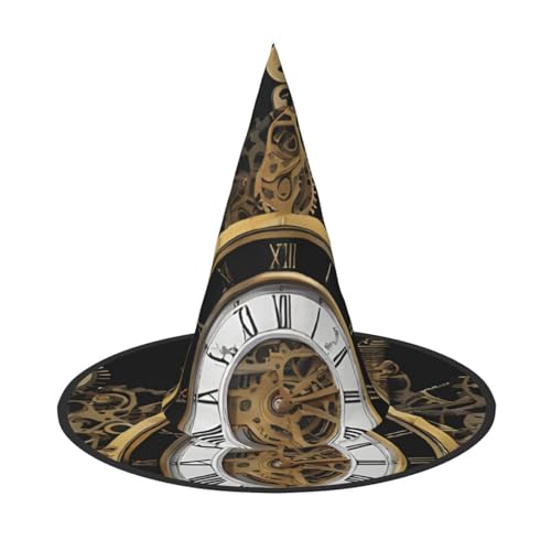 DZBDWZXH Gears Clock Bronze, Jahrhundertdruck, Halloween-Hexenhut für Damen, Cosplay, Kostüm, Verkleidung, Halloween, Party-Dekoration, 1 Stück DZBDWZXH Gears Clock Bronze, Jahrhundertdruck, Halloween-Hexenhut für Damen, Cosplay, Kostüm, Verkleidung, Halloween, Party-Dekoration, 1 Stück von DZBDWZXH