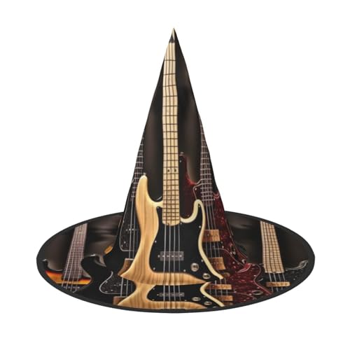 DZBDWZXH Gitarre, Bass, Musik, Musikinstrumente, Druck, Halloween, Hexenhut für Damen, Cosplay, Kostüm, Halloween, Party-Dekoration, 1 Stück DZBDWZXH Gitarre, Bass, Musik, Musikinstrumente, Druck, Halloween, Hexenhut für Damen, Cosplay, Kostüm, Halloween, Party-Dekoration, 1 Stück von DZBDWZXH