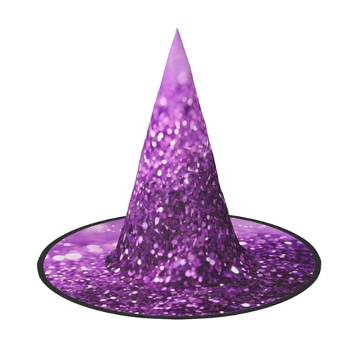 DZBDWZXH Glitzernder violetter Glitzer-Druck, Halloween-Hexenhut für Damen, Cosplay, Kostüm, Verkleidung, Halloween, Party-Dekoration, 1 Stück DZBDWZXH Glitzernder violetter Glitzer-Druck, Halloween-Hexenhut für Damen, Cosplay, Kostüm, Verkleidung, Halloween, Party-Dekoration, 1 Stück von DZBDWZXH