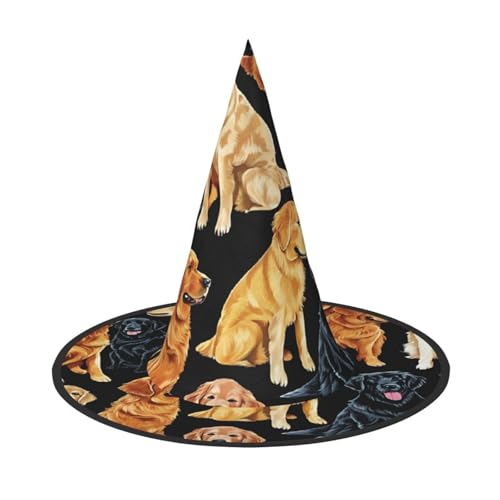 DZBDWZXH Goldener Retriever-Druck, Halloween-Hexenhut für Damen, Cosplay, Kostüm, Verkleidung, Halloween, Party-Dekoration, 1 Stück DZBDWZXH Goldener Retriever-Druck, Halloween-Hexenhut für Damen, Cosplay, Kostüm, Verkleidung, Halloween, Party-Dekoration, 1 Stück von DZBDWZXH