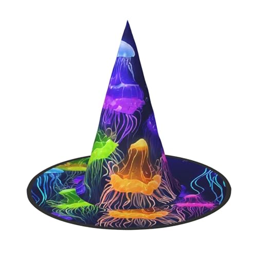 DZBDWZXH Halloween-Hexenhut für Damen, mit bunten Quallen, Cosplay, Kostüm, Halloween, Party-Dekoration, 1 Stück DZBDWZXH Halloween-Hexenhut für Damen, mit bunten Quallen, Cosplay, Kostüm, Halloween, Party-Dekoration, 1 Stück von DZBDWZXH