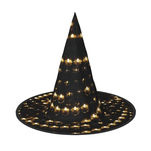 DZBDWZXH Halloween-Hexenhut für Damen, mit goldfarbenem und schwarzem Aufdruck, Cosplay-Kostüm, Halloween-Party-Dekoration, 1 Stück von DZBDWZXH