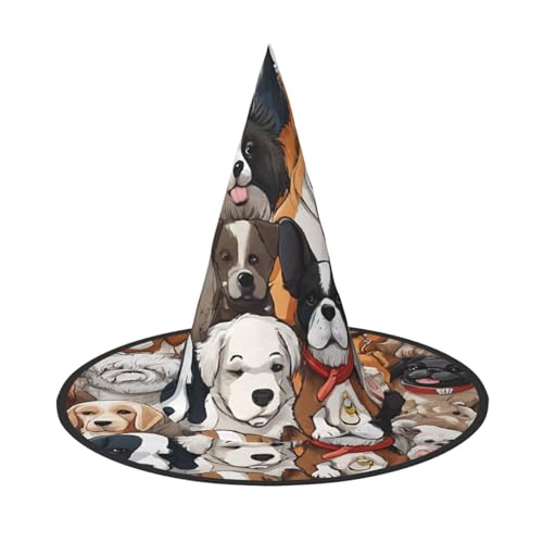 DZBDWZXH Halloween-Hexenhut für Damen, mit vielen Hunden, Cosplay, Kostüm, Verkleidung, Halloween, Party-Dekoration, 1 Stück DZBDWZXH Halloween-Hexenhut für Damen, mit vielen Hunden, Cosplay, Kostüm, Verkleidung, Halloween, Party-Dekoration, 1 Stück von DZBDWZXH