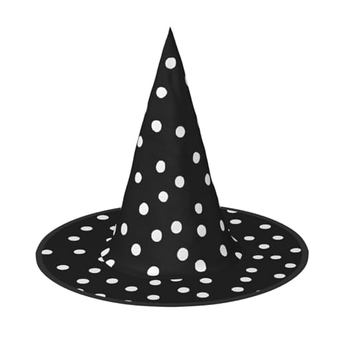 DZBDWZXH Halloween-Hexenhut für Damen, schwarz-weiß, gepunktet, Cosplay, Kostüm, Halloween, Party-Dekoration, 1 Stück von DZBDWZXH