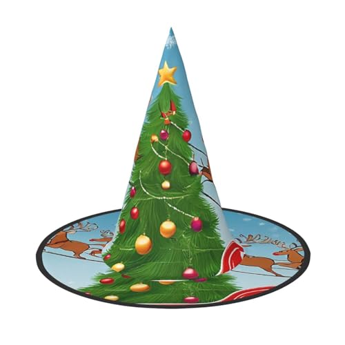 DZBDWZXH Halloween-Hexenhut mit Aufschrift "Merry Christmas" für Damen, Cosplay, Kostüm, Verkleidung, Halloween, Party-Dekoration, 1 Stück DZBDWZXH Halloween-Hexenhut mit Aufschrift "Merry Christmas" für Damen, Cosplay, Kostüm, Verkleidung, Halloween, Party-Dekoration, 1 Stück von DZBDWZXH