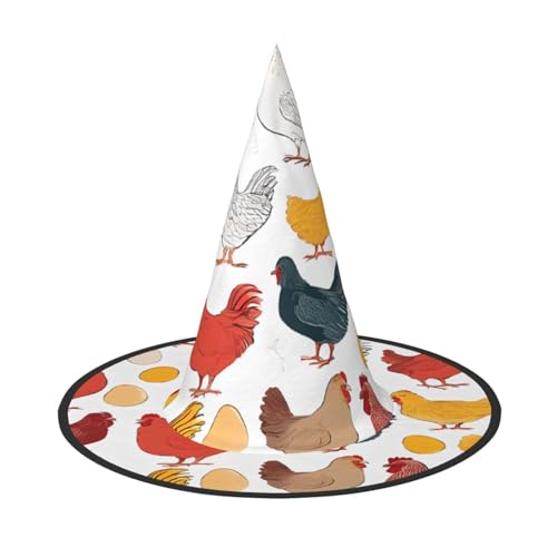 DZBDWZXH Halloween-Hexenhut mit Hühnermuster, für Damen, Cosplay, Kostüm, Halloween, Party-Dekoration, 1 Stück DZBDWZXH Halloween-Hexenhut mit Hühnermuster, für Damen, Cosplay, Kostüm, Halloween, Party-Dekoration, 1 Stück von DZBDWZXH