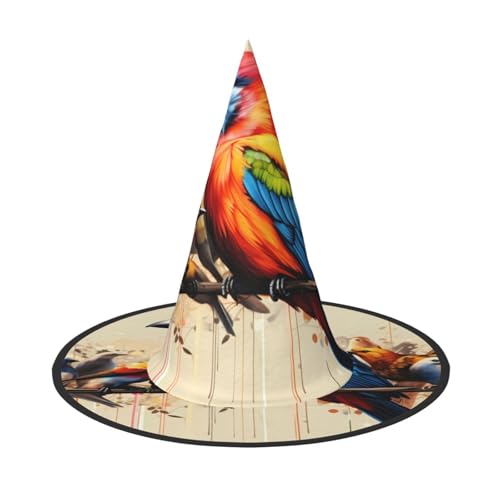 DZBDWZXH Halloween-Hexenhut mit buntem Vogelaufdruck, für Damen, Cosplay, Kostüm, Halloween, Party-Dekoration, 1 Stück DZBDWZXH Halloween-Hexenhut mit buntem Vogelaufdruck, für Damen, Cosplay, Kostüm, Halloween, Party-Dekoration, 1 Stück von DZBDWZXH