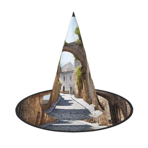 DZBDWZXH Italienischer Straßen-Druck, Halloween-Hexenhut für Damen, Cosplay-Kostüm, Halloween-Party-Dekoration, 1 Stück von DZBDWZXH