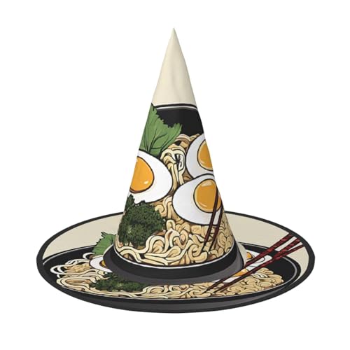DZBDWZXH Leckerer süßer Ramen-Druck, Halloween-Hexenhut für Damen, Cosplay, Kostüm, Verkleidung, Halloween, Party-Dekoration, 1 Stück DZBDWZXH Leckerer süßer Ramen-Druck, Halloween-Hexenhut für Damen, Cosplay, Kostüm, Verkleidung, Halloween, Party-Dekoration, 1 Stück von DZBDWZXH
