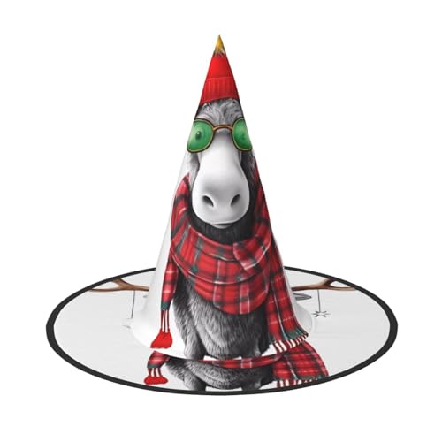 DZBDWZXH Lustiger Weihnachtselch-Druck, Halloween-Hexenhut für Damen, Cosplay, Kostüm, Verkleidung, Halloween, Party-Dekoration, 1 Stück DZBDWZXH Lustiger Weihnachtselch-Druck, Halloween-Hexenhut für Damen, Cosplay, Kostüm, Verkleidung, Halloween, Party-Dekoration, 1 Stück von DZBDWZXH