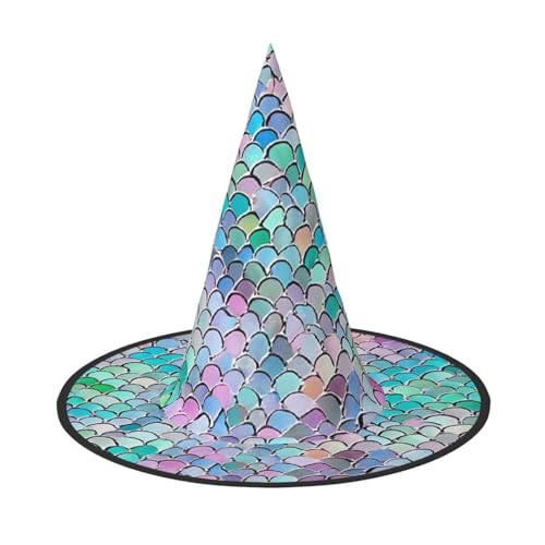 DZBDWZXH Meerjungfrauen-Fischschuppen-Druck, Halloween-Hexenhut für Damen, Cosplay, Kostüm, Halloween, Party-Dekoration, 1 Stück DZBDWZXH Meerjungfrauen-Fischschuppen-Druck, Halloween-Hexenhut für Damen, Cosplay, Kostüm, Halloween, Party-Dekoration, 1 Stück von DZBDWZXH