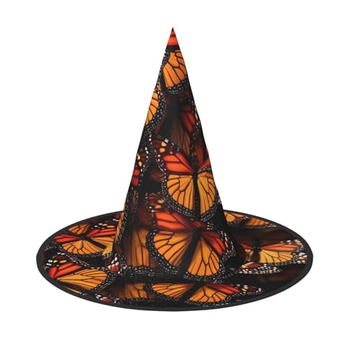 DZBDWZXH Monarch-Schmetterlinge, Halloween-Hexenhut für Damen, Cosplay, Kostüm, Halloween, Party-Dekoration, 1 Stück DZBDWZXH Monarch-Schmetterlinge, Halloween-Hexenhut für Damen, Cosplay, Kostüm, Halloween, Party-Dekoration, 1 Stück von DZBDWZXH