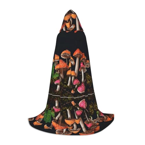 DZBDWZXH Pilzbedruckter Kapuzenumhang für Jugendliche, Jugendliche, Kapuzenumhang aus Polyester, Spandex, weiche Mischung für Halloween-Partys, Größe L DZBDWZXH Pilzbedruckter Kapuzenumhang für Jugendliche, Jugendliche, Kapuzenumhang aus Polyester, Spandex, weiche Mischung für Halloween-Partys, Größe L von DZBDWZXH