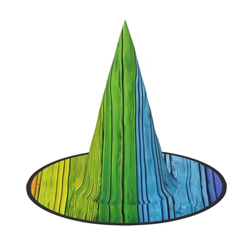 DZBDWZXH Regenbogenfarbener Holzhintergrund, Halloween-Hexenhut für Damen, Cosplay, Kostüm, Verkleidung, Halloween, Party-Dekoration, 1 Stück DZBDWZXH Regenbogenfarbener Holzhintergrund, Halloween-Hexenhut für Damen, Cosplay, Kostüm, Verkleidung, Halloween, Party-Dekoration, 1 Stück von DZBDWZXH