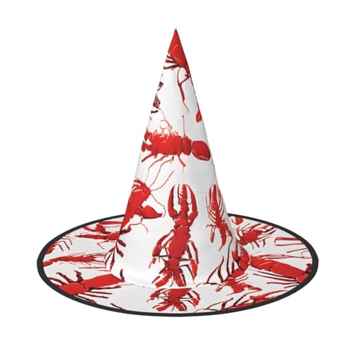 DZBDWZXH Roter Hummer-Druck, Halloween-Hexenhut für Damen, Cosplay, Kostüm, Verkleidung, Halloween, Party-Dekoration, 1 Stück DZBDWZXH Roter Hummer-Druck, Halloween-Hexenhut für Damen, Cosplay, Kostüm, Verkleidung, Halloween, Party-Dekoration, 1 Stück von DZBDWZXH