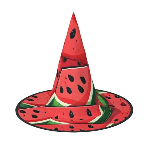 DZBDWZXH Roter Wassermelonen-Druck, Halloween-Hexenhut für Damen, Cosplay, Kostüm, Halloween, Party-Dekoration, 1 Stück DZBDWZXH Roter Wassermelonen-Druck, Halloween-Hexenhut für Damen, Cosplay, Kostüm, Halloween, Party-Dekoration, 1 Stück von DZBDWZXH