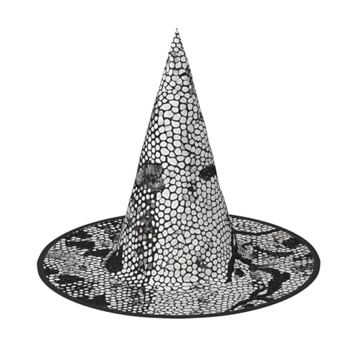 DZBDWZXH Schwarz-weiße Schlangenhaut-Druck, Halloween-Hexenhut für Damen, Cosplay, Kostüm, Halloween, Party-Dekoration, 1 Stück DZBDWZXH Schwarz-weiße Schlangenhaut-Druck, Halloween-Hexenhut für Damen, Cosplay, Kostüm, Halloween, Party-Dekoration, 1 Stück von DZBDWZXH