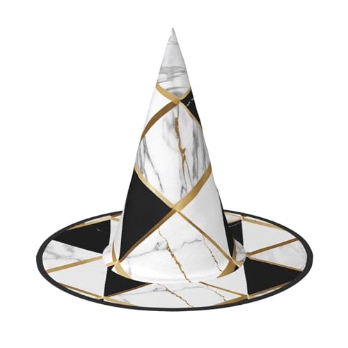 DZBDWZXH Schwarz-weißer Marmor-Texturdruck, Halloween-Hexenhut für Damen, Cosplay, Kostüm, Halloween, Party-Dekoration, 1 Stück DZBDWZXH Schwarz-weißer Marmor-Texturdruck, Halloween-Hexenhut für Damen, Cosplay, Kostüm, Halloween, Party-Dekoration, 1 Stück von DZBDWZXH