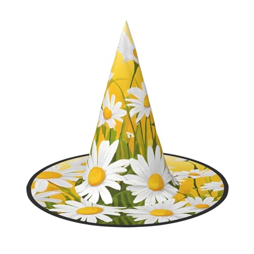 DZBDWZXH Sommer-Blumen-Gänseblümchen-Blumendruck, Halloween-Hexenhut für Damen, Cosplay, Kostüm, Halloween, Party-Dekoration, 1 Stück DZBDWZXH Sommer-Blumen-Gänseblümchen-Blumendruck, Halloween-Hexenhut für Damen, Cosplay, Kostüm, Halloween, Party-Dekoration, 1 Stück von DZBDWZXH