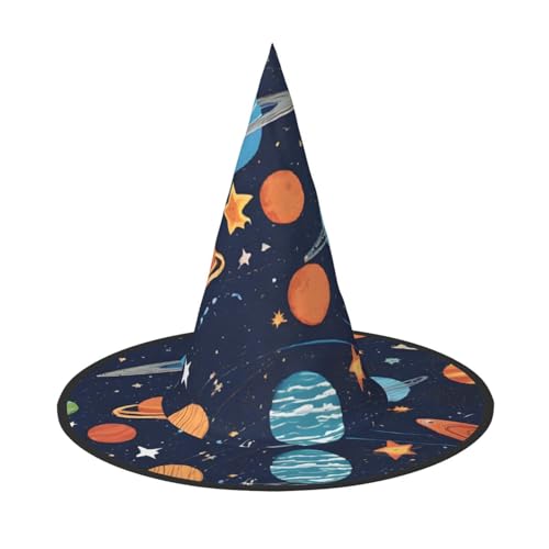 DZBDWZXH Sternbild Sternhaufen Galaxien Druck Halloween Hexenhut für Frauen Cosplay Kostüm Dress Up Halloween Party Dekoration 1 Stück von DZBDWZXH