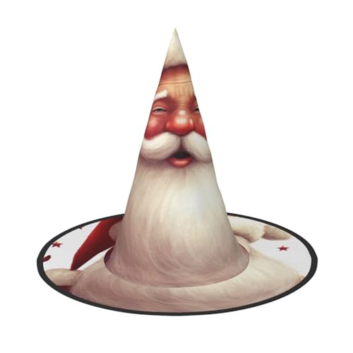 DZBDWZXH Weihnachtlicher Weihnachtsmann-Druck, Halloween-Hexenhut für Damen, Cosplay, Kostüm, Verkleidung, Halloween, Party-Dekoration, 1 Stück von DZBDWZXH