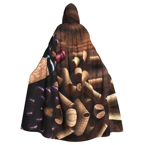 DZBDWZXH Weinflaschenkorken, Trauben), bedruckter Kapuzenumhang für Erwachsene, Unisex, Hexenumhang mit Kapuze, Umhang für Halloween-Partys, Weihnachtskostüm von DZBDWZXH