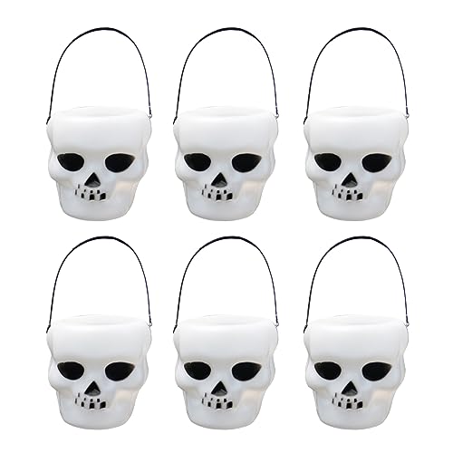 DZHCBNE 6Stück Halloween-Kürbismöhre, Eimer, Kürbiss-Eimer, Korb, Süßigkeitenhalter,Kürbis-Süßigkeiteneimer Mit Teufelsgrinsen, Aus Kunststoff, Mit Henkel.-Dekoration von DZHCBNE