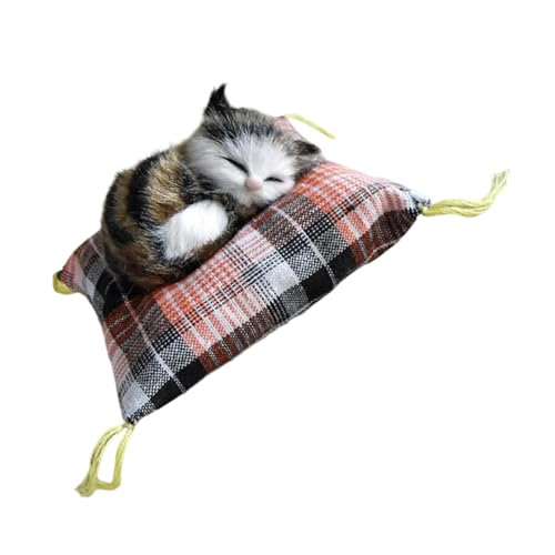DZHCBNE Simulation Katzen Puppenverzierung Realistisches Pelziges Plüschtier Mit Kissenmat Desktop Für Home Schlafzimmer Dekoration von DZHCBNE