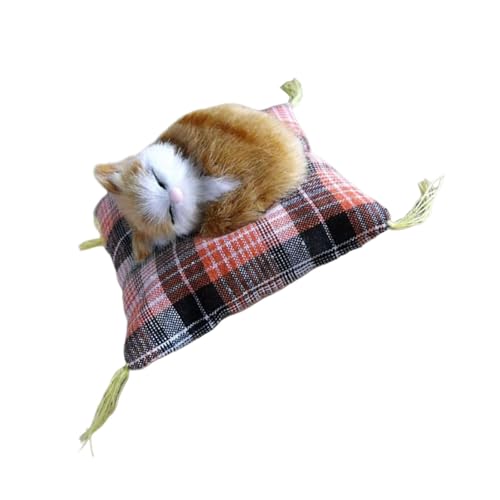 DZHCBNE Simulation Katzen Puppenverzierung Realistisches Pelziges Plüschtier Mit Kissenmat Desktop Für Home Schlafzimmer Dekoration von DZHCBNE