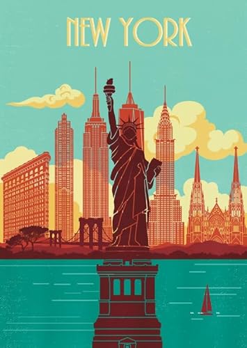 1000 Teile Landschaften New York Reisekunst Poster Puzzle Spaß Spiel Spielzeug Lernspiel für Erwachsene Qz712Yk 70x50CM von DZOEU