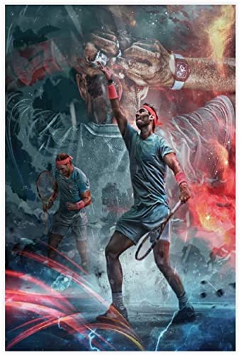 1000-teiliges Puzzle Rafael Nadal Poster Tennis Wand 3 Leinwand Kinder Erwachsene Lernspielzeug Spiel Puzzles 52x38CM von DZOEU