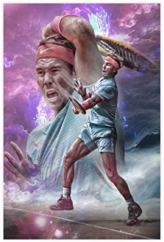 1000-teiliges Puzzle für Erwachsene und Kinder, Rafael Nadal, Tennis-Poster, Wandkunst, 3D-Leinwand, Spielspielzeug, Holzpuzzle, 70 x 50 cm von DZOEU